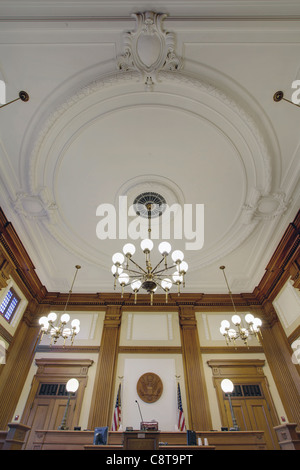 Baroque Ceiling above Courtroom in Pioneer Courthouse Portland Oregon Stock Photo