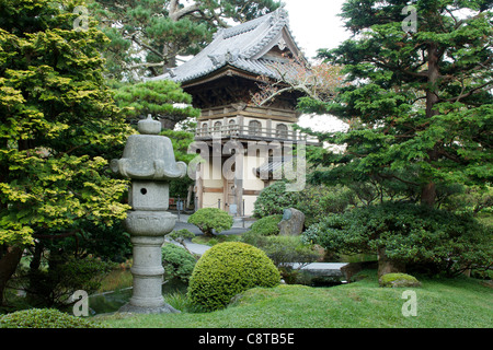 Stone Lantern by Japanese Tea Garden Entrance in San Francisco Stock Photo