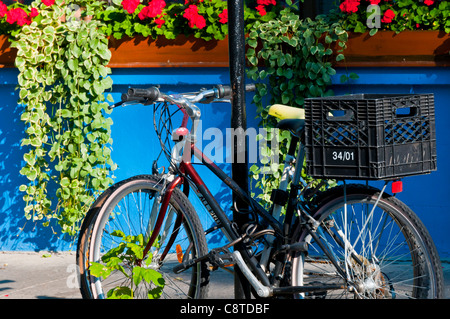 Bicycle stationed on a street Plateau Mont Royal Montreal canada Stock Photo