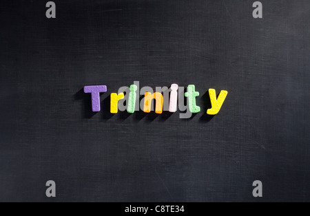 Single word 'trinity' in multi colored alphabets Stock Photo