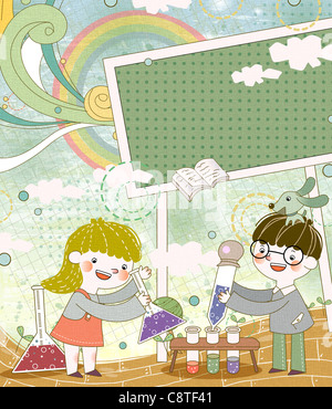 Children Doing Experiment Stock Photo