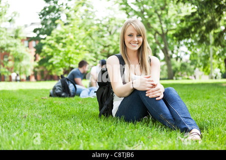 USA, Washington, Seattle, Portrait of female student on campus Stock Photo