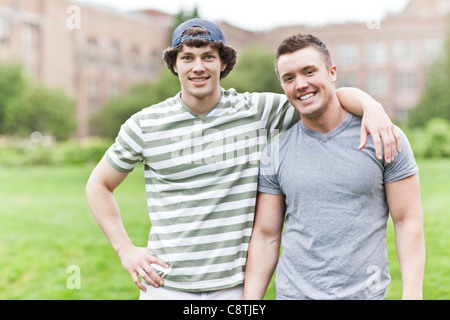 USA, Washington, Seattle, Portrait of two men on campus Stock Photo