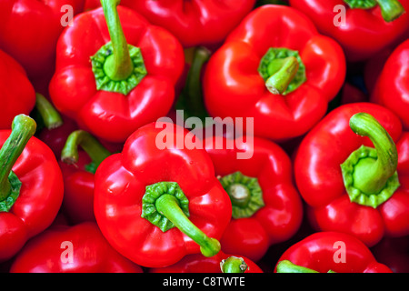 red peppers at a market stall in Cannobio, Italy Stock Photo