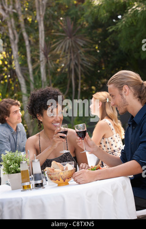 USA, California, Los Angeles, Couple dining in outdoor restaurant Stock Photo