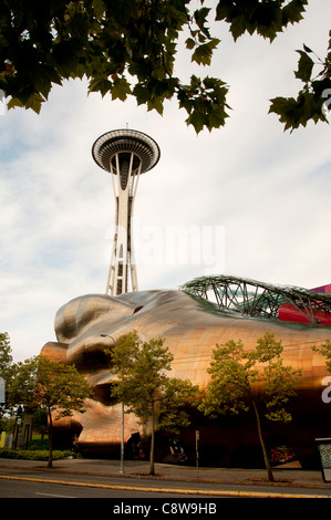 Seattle EMP and Space Needle Monorail   City Washington State United States of America USA Stock Photo