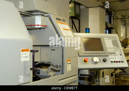 CNC lathe & control panel Stock Photo