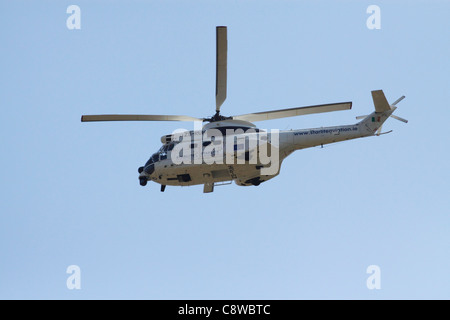 Eurocopter AS 332 Super Puma helicopter in the colors of the Irish company Starlite Aviation, flying for EULEX in Kosovo. Stock Photo