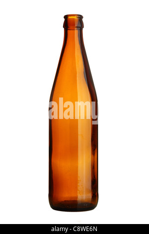 Empty beer bottle isolated over white background Stock Photo