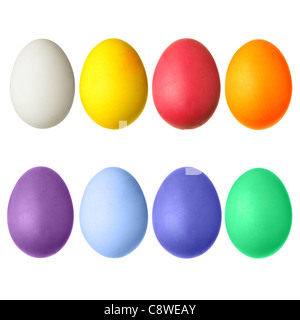 Set of colorful Easter eggs isolated over the white background Stock Photo
