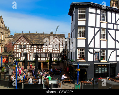 Shambles Square in Manchester city centre built in 1999 to house the rebuilt Old Wellington Inn and Sinclair's Oyster Bar Stock Photo