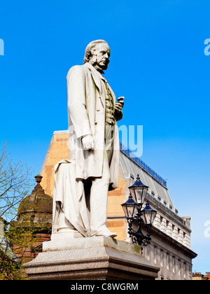 Statue of British Victorian statesman John Bright by Albert Bruce-Joy 1891 in Albert Square Manchester England UK Stock Photo