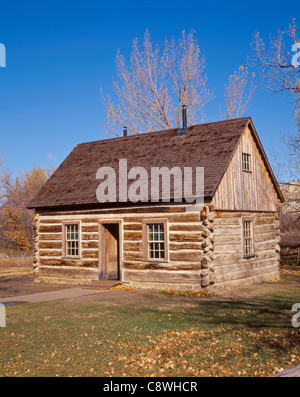 Maltese Cross Cabin, President Theodore (Teddy) Roosevelt once lived here, Theodore Roosevelt Nat. Park, North Dakota, USA Stock Photo