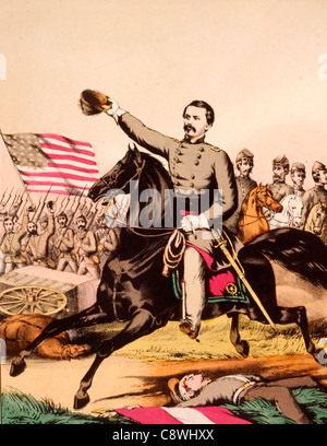 Major General George McClellan on horseback, during the USA Civil War - Union Army Stock Photo