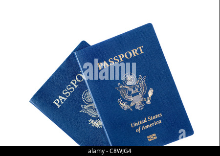 Two USA passports Isolated on white background. This is new version ...