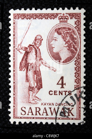 A postage stamp of Sarawak in black background Stock Photo