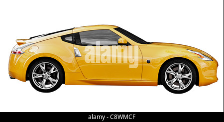 Yellow car sport coupe isolated on white background Stock Photo