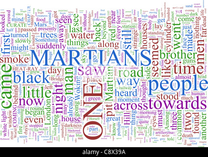 Word cloud based on Well's War of the Worlds Stock Photo