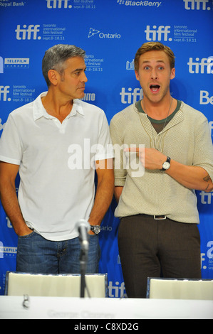 George Clooney Ryan Gosling atpress conferenceIDES MARCH Press Conference Toronto International Film Festival TIFF Bell