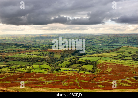 View from Hay Bluff towards Hay on Wye and the Wye Valley. Wales UK Stock Photo