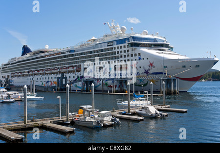 The Norwegian Star cruise ship docked. Ketchikan Port. Alaska. USA Stock Photo
