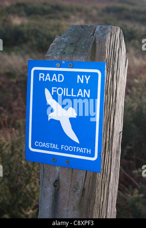 Footpath sign for the Raad ny Foillan, the Way of the Gull, on the Isle ...