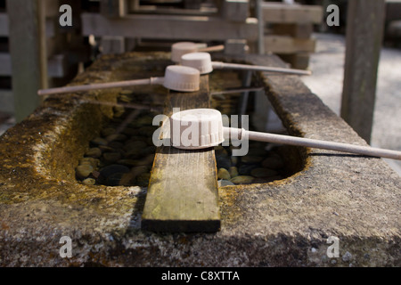 A place to cleanse your hands before entering the Ise Grande Shrine, Ise, Japan, Stock Photo