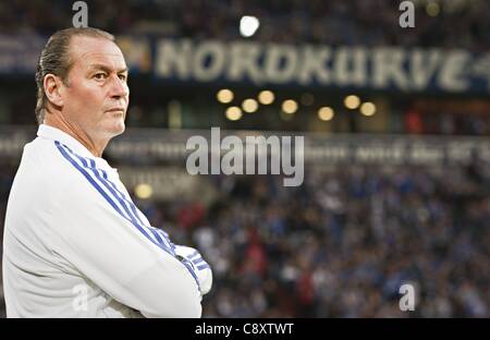 03 11 2011  UEFA Europa League Group stage  FC Schalke 04 versus AEK Larnaca Team manager Huub Stevens S04 Stock Photo