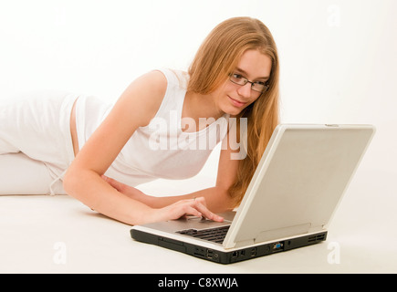 Laptop User Girl Stock Photo