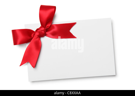 Blank card with red ribbon bow Stock Photo