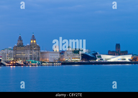 Liverpool Skyline at night Stock Photo