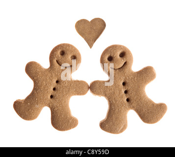 Homemade Gingerbread man cookies isolated on white background Stock Photo