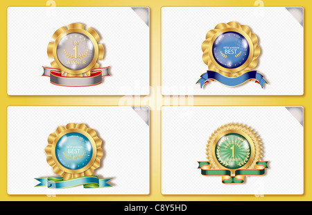 Various Types Of Gold Award Medals In Various Shapes Stock Photo - Alamy