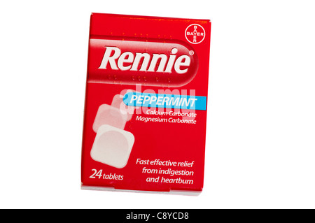 Packet Box Of Peppermint Rennie Rennies Stock Photo