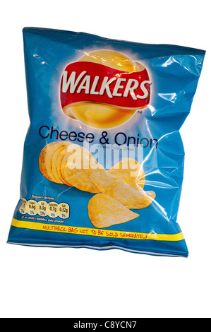 Packet Bag Of Walkers Cheese And Onion Crisps Stock Photo