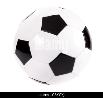 Leather soccer ball isolated on white background Stock Photo - Alamy