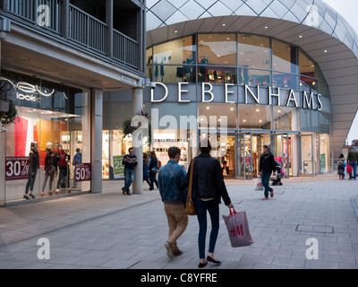 The Arc Shopping Centre Bury St Edmunds Suffolk England UK showing Debenhams shop and shoppers Stock Photo
