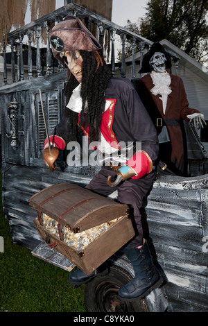 Pirate on ship. Stock Photo