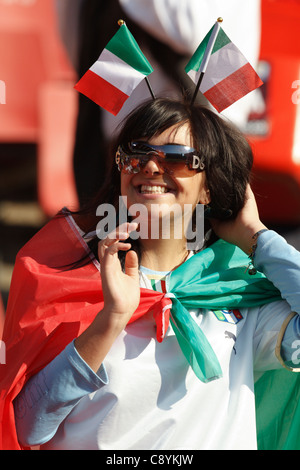 An Italy supporter smiles at a FIFA World Cup Group F match between Italy and Slovakia at Ellis Park Stadium on June 24, 2010. Stock Photo