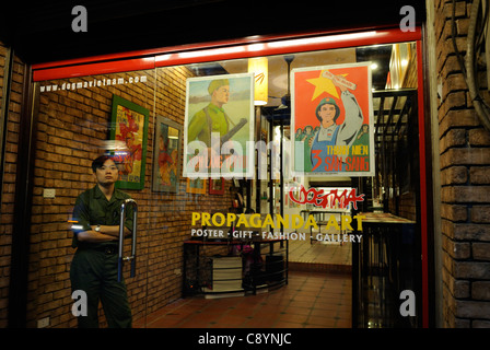 Asia, Vietnam, Hanoi. Hanoi old quarter. Propaganda Art shop.... Stock Photo