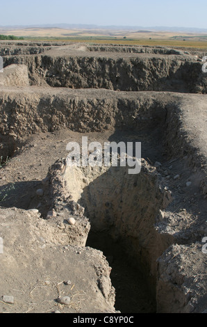 Early neolithic archaeological site of Kortik Tepe near Agil Koyu Stock ...