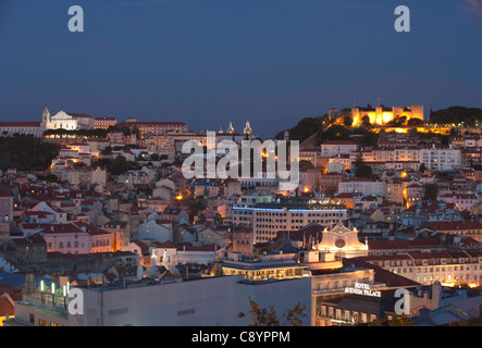 Early evening overview of eastern Lisbon, landscape mode. Stock Photo