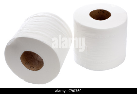 Two white toilet rolls Stock Photo