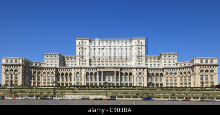 Day image of The Palace of the Parliament, also known as The People's House in the Cheauchesku's era, in Bucharest,Romania. Stock Photo