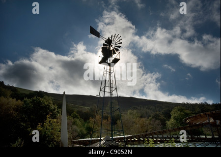A 'Multi Blade' windmill designed for water-pumping at the Wind Pavilion at The Centre for Alternative Technology, North Wales Stock Photo