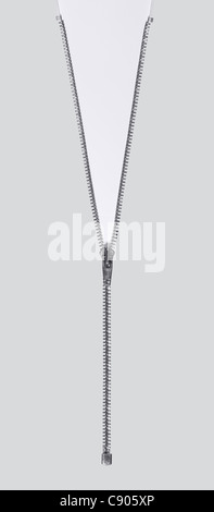 Studio Photography Of A Long Zipper Half Closed, In Light Back