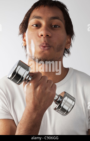African American man with weight, male portrait Stock Photo