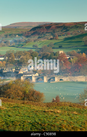 Sunrise in autumn at Burnsall in Wharfedale, Yorkshire Stock Photo