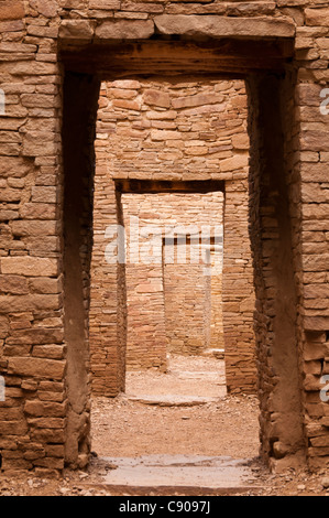 Doorways, Pueblo Bonito ruin, Chaco Culture National Historical Park, New Mexico. Stock Photo