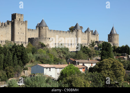 View of medieval town Carcassonne in southern France Stock Photo